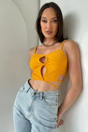 Meshki Crop Tops Women Ayesha Cut Out Singlet 8211 Mango Mango Meshki Crop Tops Women Ayesha Cut Out Singlet 8211 Mango Mango