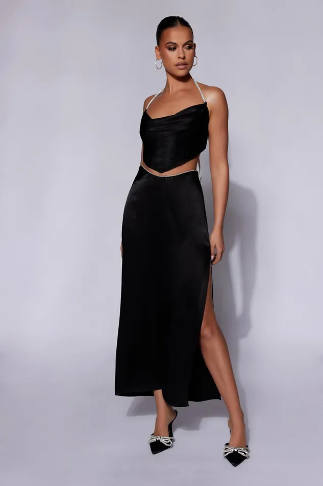 Meshki Crop Tops Women Christie Diamante Rope Cowl Neck Top 8211 Black Black Meshki Crop Tops Women Christie Diamante Rope Cowl Neck Top 8211 Black Black