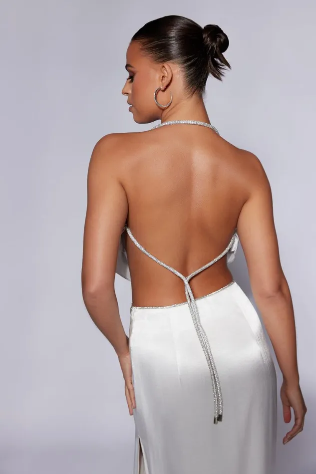 Meshki Crop Tops Women Christie Diamante Rope Cowl Neck Top 8211 White White Meshki Crop Tops Women Christie Diamante Rope Cowl Neck Top 8211 White White