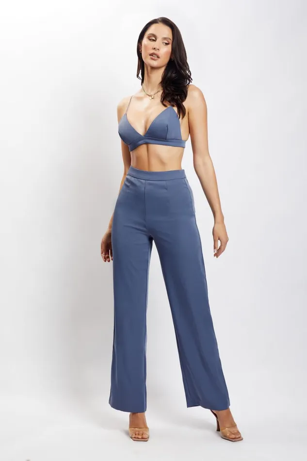 Meshki Crop Tops Women Cynthia Triangle Bralette 8211 Steel Blue Steelblue Meshki Crop Tops Women Cynthia Triangle Bralette 8211 Steel Blue Steelblue