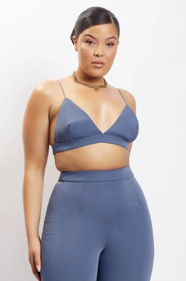 Meshki Crop Tops Women Cynthia Triangle Bralette 8211 Steel Blue Steelblue Meshki Crop Tops Women Cynthia Triangle Bralette 8211 Steel Blue Steelblue