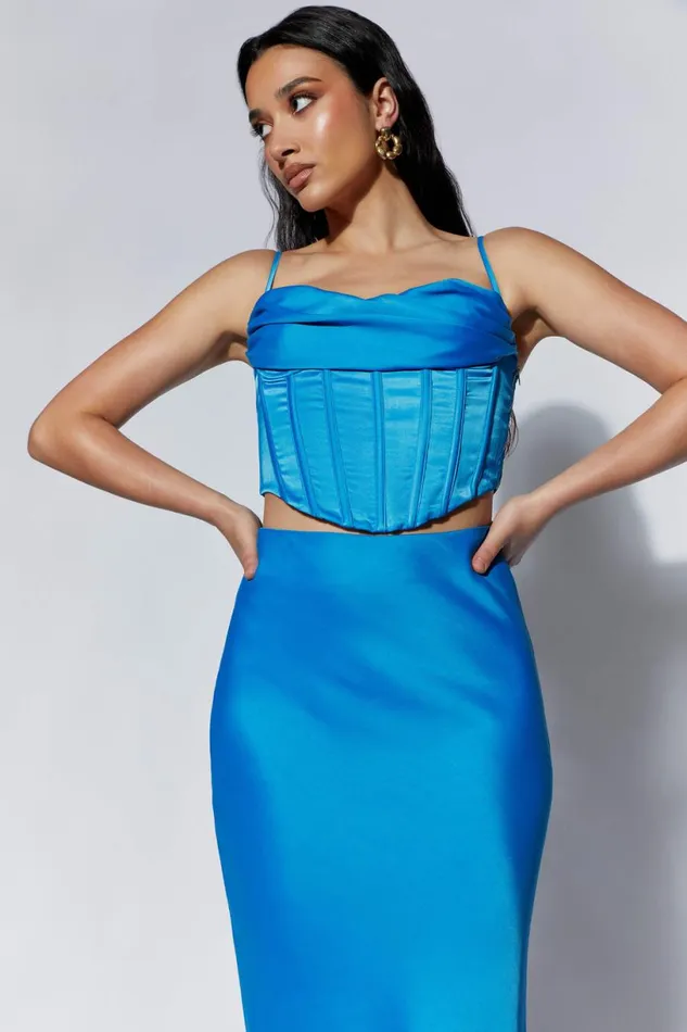 Meshki Crop Tops Women Cyra Corset Top 8211 Azure Blue Azureblue Meshki Crop Tops Women Cyra Corset Top 8211 Azure Blue Azureblue