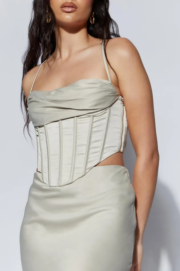 Meshki Crop Tops Women Cyra Corset Top 8211 Wheat Wheat