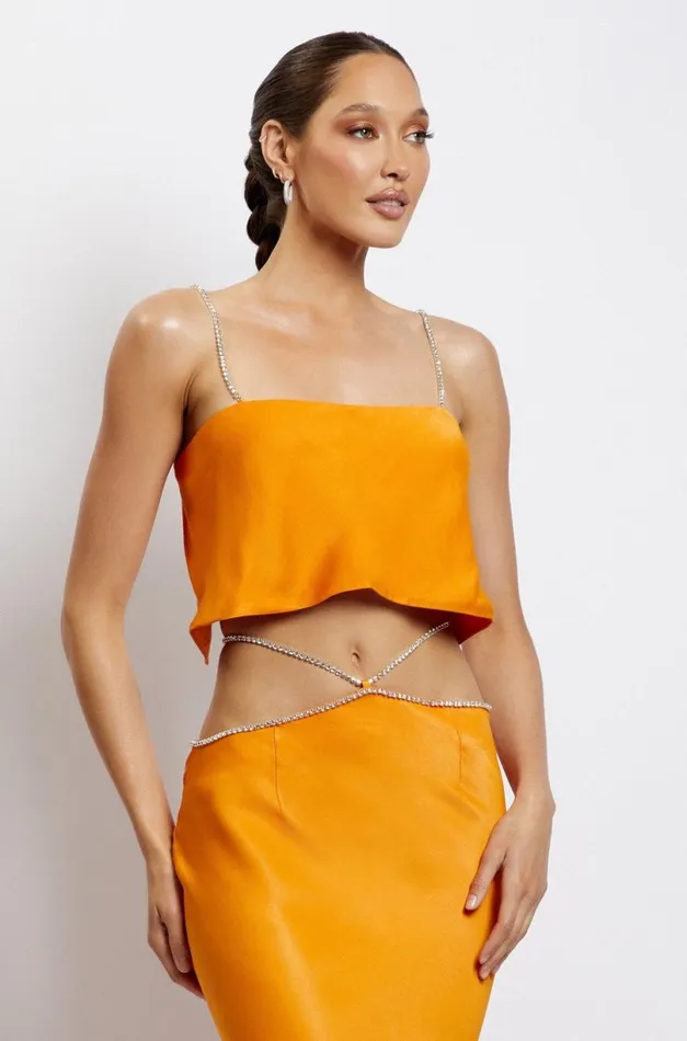 Meshki Crop Tops Women Dayana Straight Cut Crop Top 8211 Mandarin Mandarin Meshki Crop Tops Women Dayana Straight Cut Crop Top 8211 Mandarin Mandarin