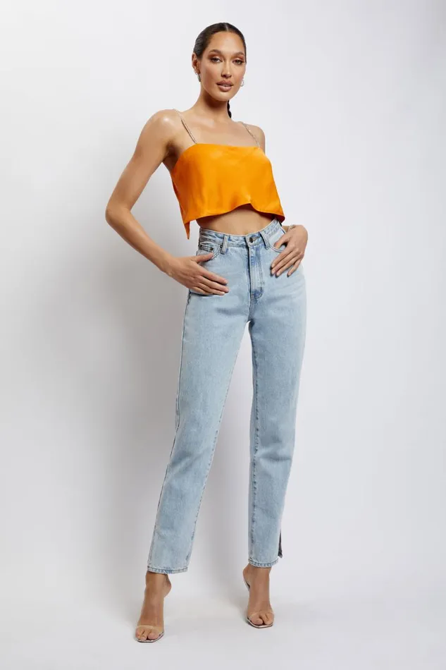 Meshki Crop Tops Women Dayana Straight Cut Crop Top 8211 Mandarin Mandarin Meshki Crop Tops Women Dayana Straight Cut Crop Top 8211 Mandarin Mandarin