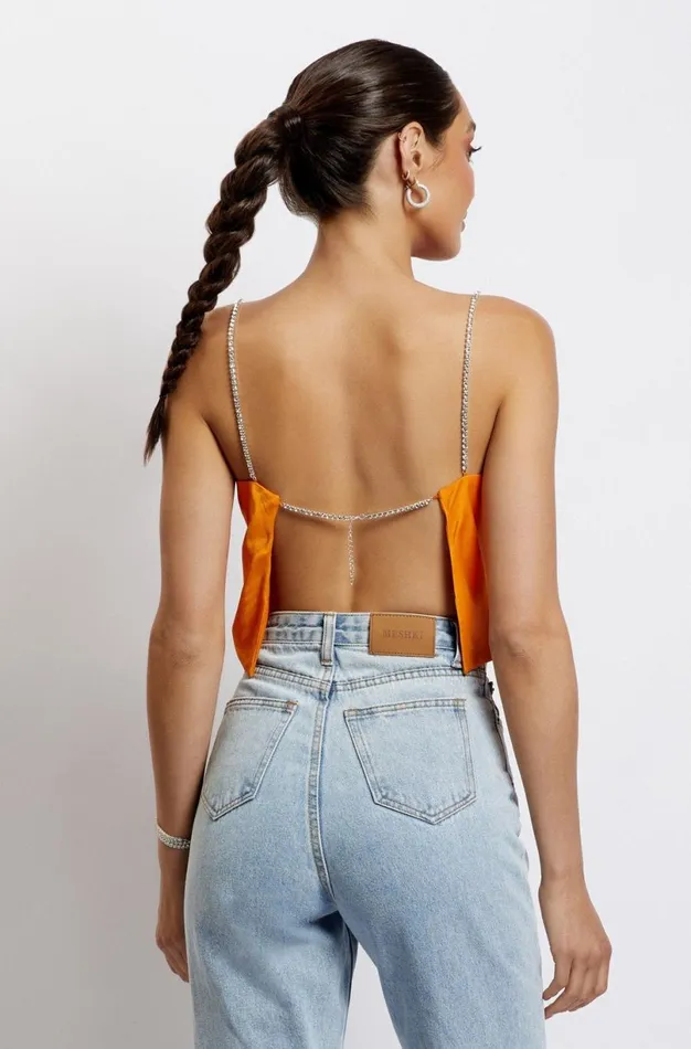 Meshki Crop Tops Women Dayana Straight Cut Crop Top 8211 Mandarin Mandarin Meshki Crop Tops Women Dayana Straight Cut Crop Top 8211 Mandarin Mandarin