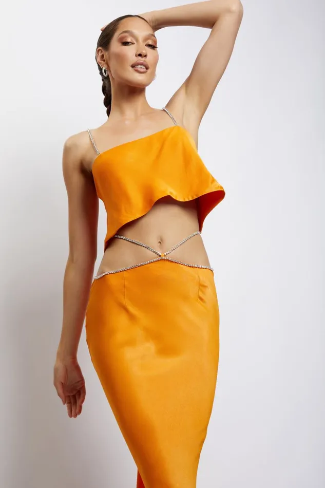 Meshki Crop Tops Women Dayana Straight Cut Crop Top 8211 Mandarin Mandarin Meshki Crop Tops Women Dayana Straight Cut Crop Top 8211 Mandarin Mandarin