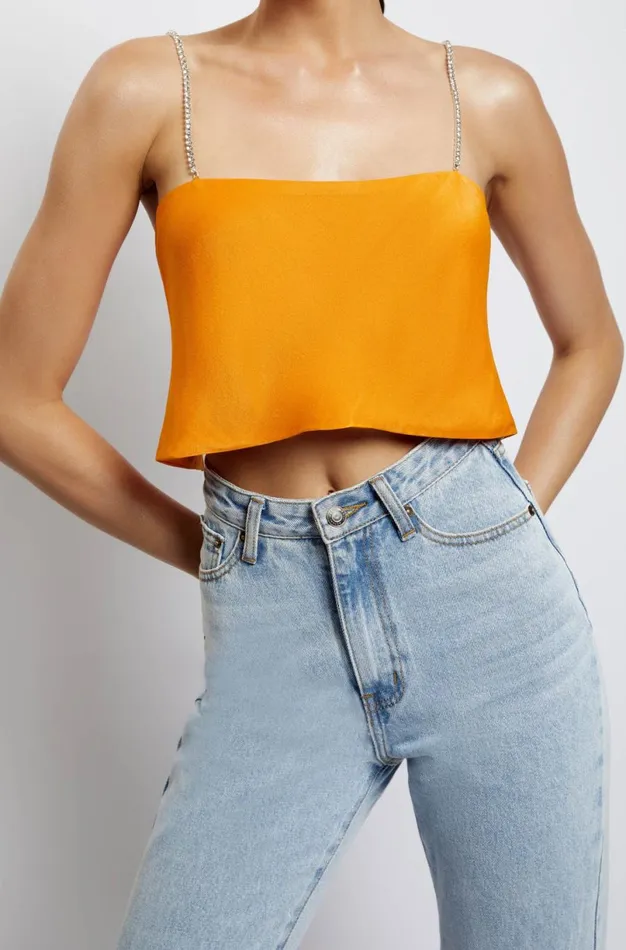 Meshki Crop Tops Women Dayana Straight Cut Crop Top 8211 Mandarin Mandarin Meshki Crop Tops Women Dayana Straight Cut Crop Top 8211 Mandarin Mandarin