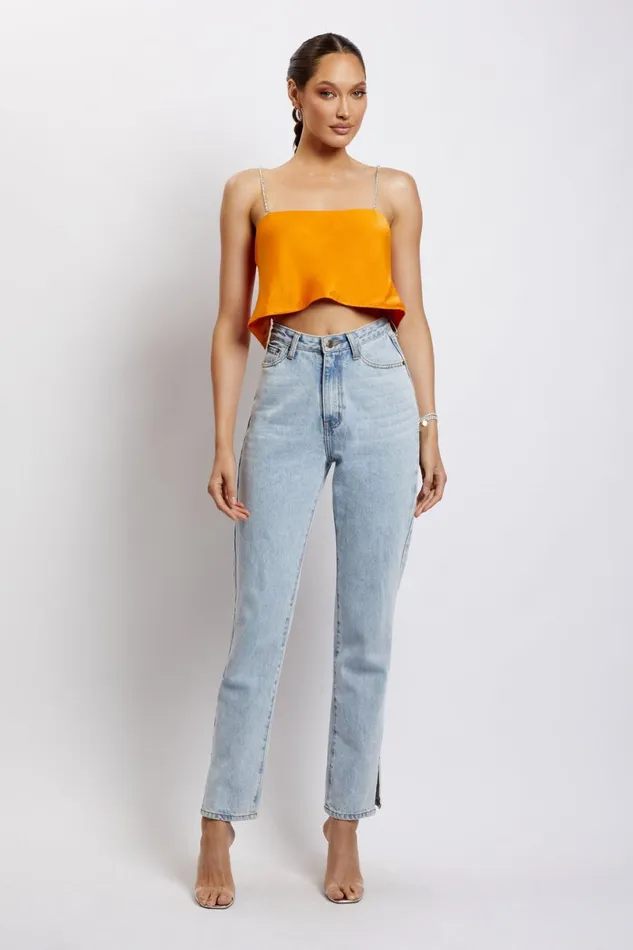 Meshki Crop Tops Women Dayana Straight Cut Crop Top 8211 Mandarin Mandarin Meshki Crop Tops Women Dayana Straight Cut Crop Top 8211 Mandarin Mandarin