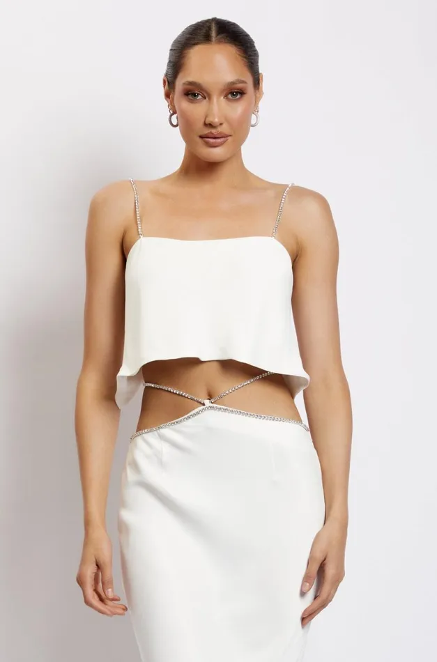Meshki Crop Tops Women Dayana Straight Cut Crop Top 8211 White White