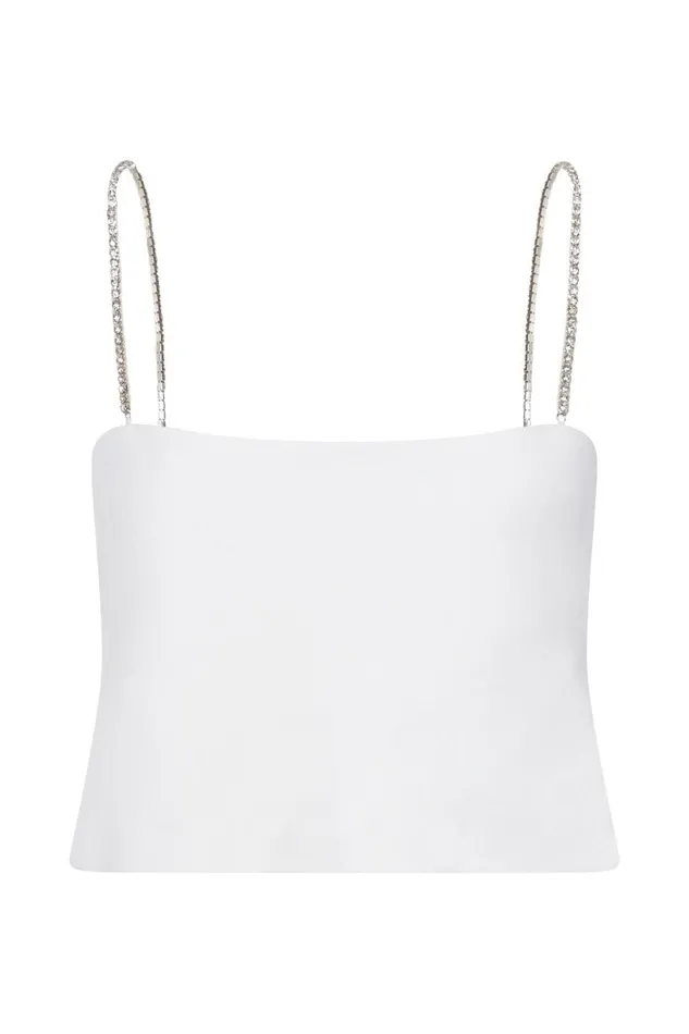 Meshki Crop Tops Women Dayana Straight Cut Crop Top 8211 White White Meshki Crop Tops Women Dayana Straight Cut Crop Top 8211 White White