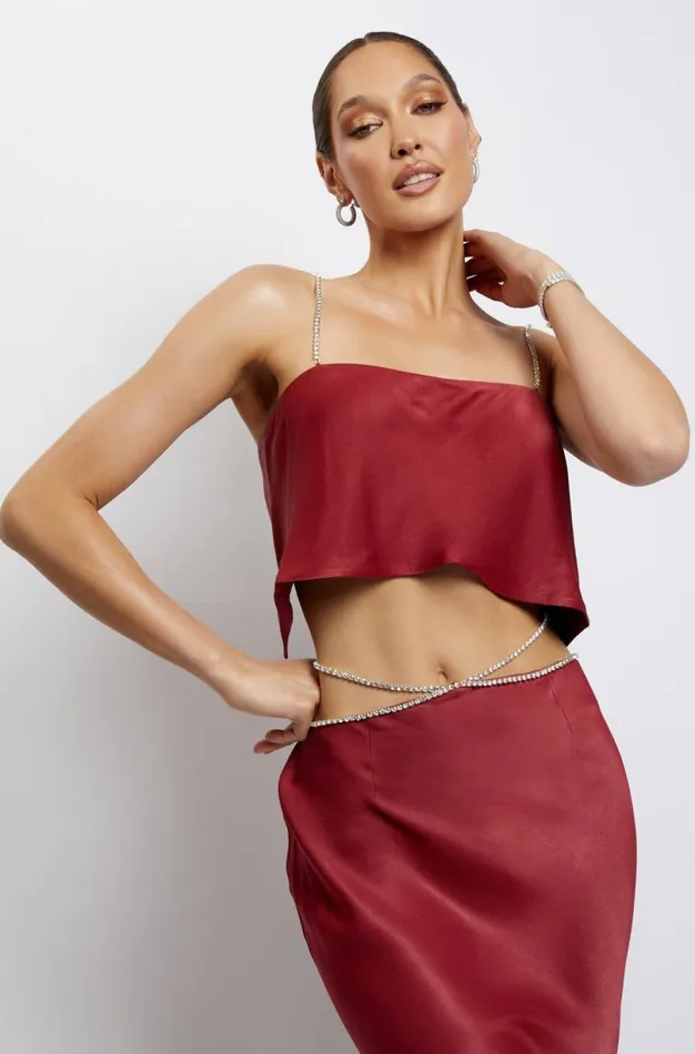 Meshki Crop Tops Women Dayana Straight Cut Crop Top 8211 Wine Wine Meshki Crop Tops Women Dayana Straight Cut Crop Top 8211 Wine Wine