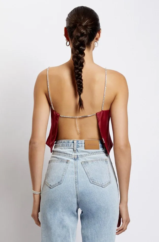 Meshki Crop Tops Women Dayana Straight Cut Crop Top 8211 Wine Wine Meshki Crop Tops Women Dayana Straight Cut Crop Top 8211 Wine Wine