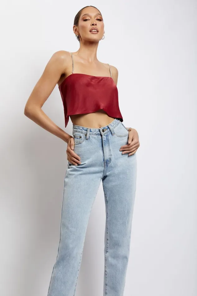 Meshki Crop Tops Women Dayana Straight Cut Crop Top 8211 Wine Wine Meshki Crop Tops Women Dayana Straight Cut Crop Top 8211 Wine Wine