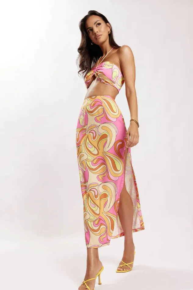 Meshki Crop Tops Women Frankie Two Tone Satin Bandeau 8211 Psychedelic Print Psychedelicprint Meshki Crop Tops Women Frankie Two Tone Satin Bandeau 8211 Psychedelic Print Psychedelicprint