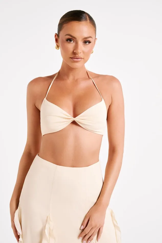 Meshki Crop Tops Women Ines Twisted Linen Crop Top 8211 Sand Sand