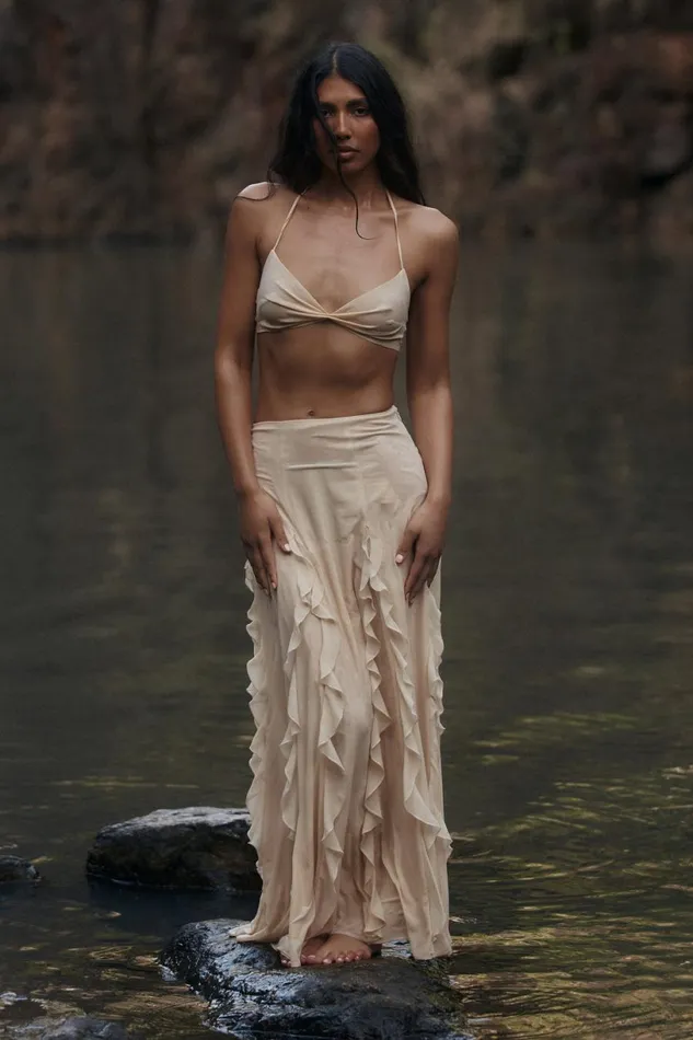 Meshki Crop Tops Women Ines Twisted Linen Crop Top 8211 Sand Sand
