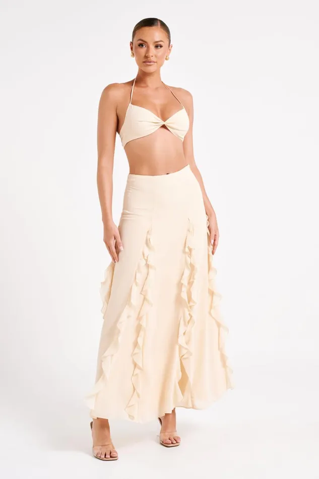 Meshki Crop Tops Women Ines Twisted Linen Crop Top 8211 Sand Sand