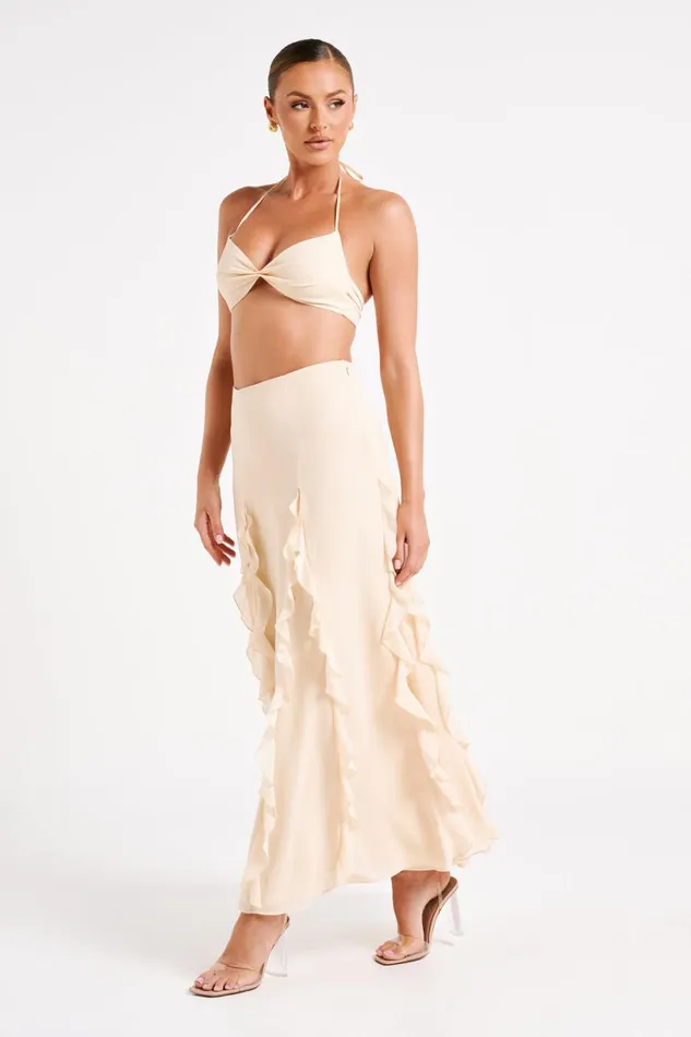 Meshki Crop Tops Women Ines Twisted Linen Crop Top 8211 Sand Sand