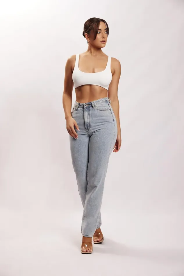 Meshki Crop Tops Women Jemma Scoop Neck Super Crop Top 8211 White White