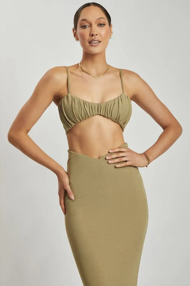Meshki Crop Tops Women Jordan Ruched Front V Front Top 8211 Green Green Meshki Crop Tops Women Jordan Ruched Front V Front Top 8211 Green Green