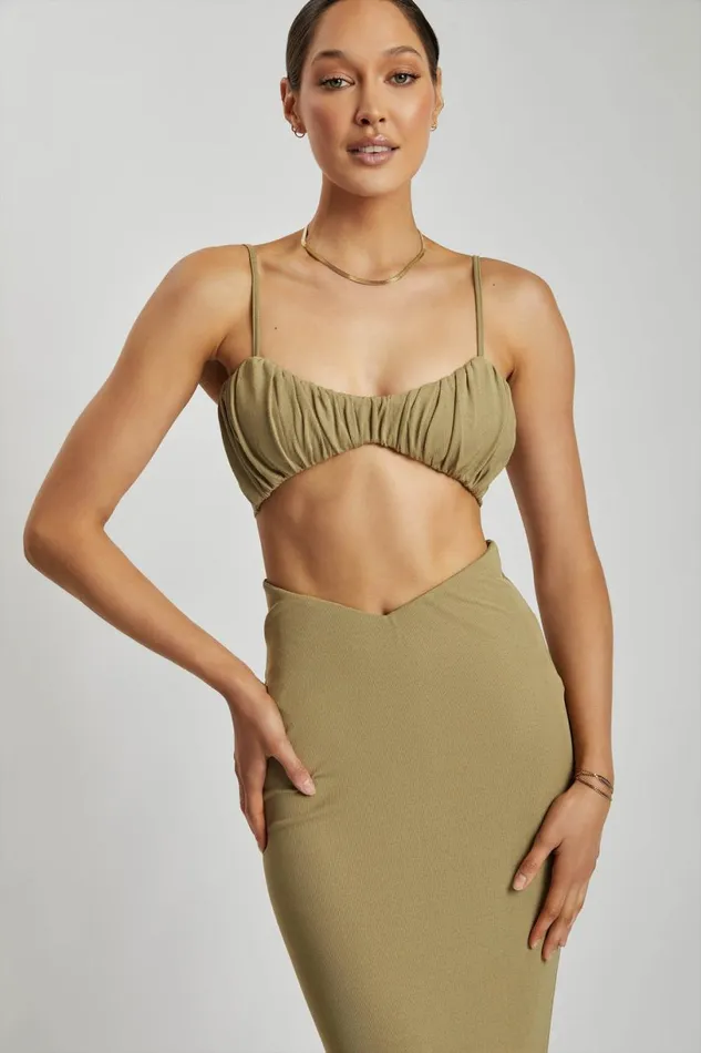 Meshki Crop Tops Women Jordan Ruched Front V Front Top 8211 Green Green Meshki Crop Tops Women Jordan Ruched Front V Front Top 8211 Green Green