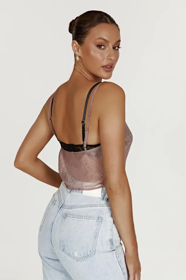 Meshki Crop Tops Women Kiana Iridescent Camisole 8211 Taupe Taupe Meshki Crop Tops Women Kiana Iridescent Camisole 8211 Taupe Taupe