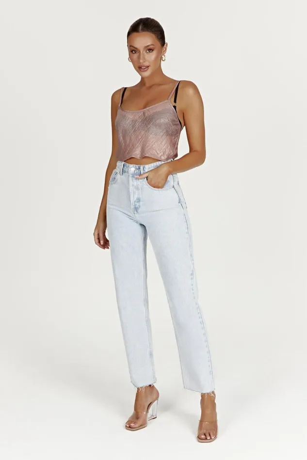 Meshki Crop Tops Women Kiana Iridescent Camisole 8211 Taupe Taupe Meshki Crop Tops Women Kiana Iridescent Camisole 8211 Taupe Taupe