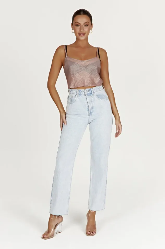 Meshki Crop Tops Women Kiana Iridescent Camisole 8211 Taupe Taupe Meshki Crop Tops Women Kiana Iridescent Camisole 8211 Taupe Taupe