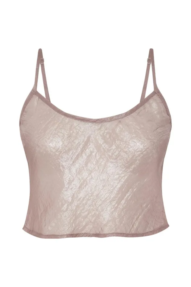 Meshki Crop Tops Women Kiana Iridescent Camisole 8211 Taupe Taupe Meshki Crop Tops Women Kiana Iridescent Camisole 8211 Taupe Taupe