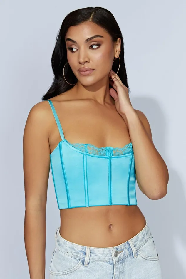 Meshki Crop Tops Women Lake Lace Cami Crop Top 8211 Aquamarine Aquamarine