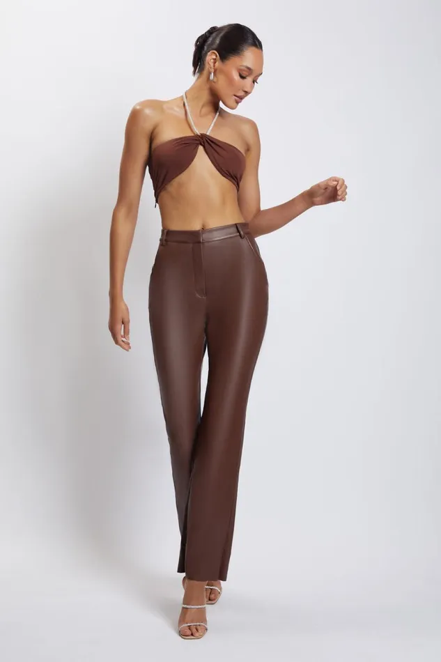 Meshki Crop Tops Women Lea Diamante Chain Halter Neck Crop Top 8211 Chocolate Chocolate Meshki Crop Tops Women Lea Diamante Chain Halter Neck Crop Top 8211 Chocolate Chocolate