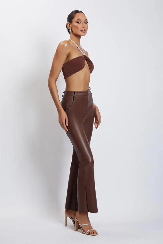 Meshki Crop Tops Women Lea Diamante Chain Halter Neck Crop Top 8211 Chocolate Chocolate Meshki Crop Tops Women Lea Diamante Chain Halter Neck Crop Top 8211 Chocolate Chocolate