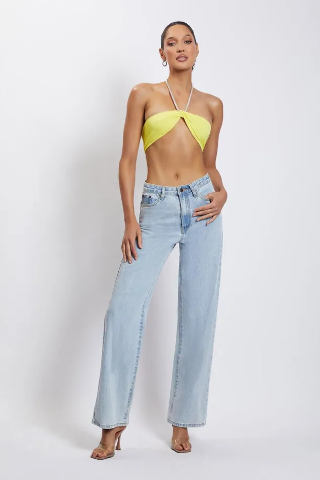 Meshki Crop Tops Women Lea Diamante Chain Halter Neck Crop Top 8211 Yellow Yellow Meshki Crop Tops Women Lea Diamante Chain Halter Neck Crop Top 8211 Yellow Yellow