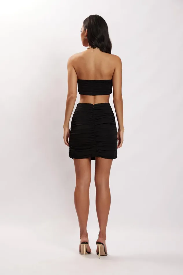 Meshki Crop Tops Women Lola Ruched Crepe Bandeau 8211 Black Black Meshki Crop Tops Women Lola Ruched Crepe Bandeau 8211 Black Black