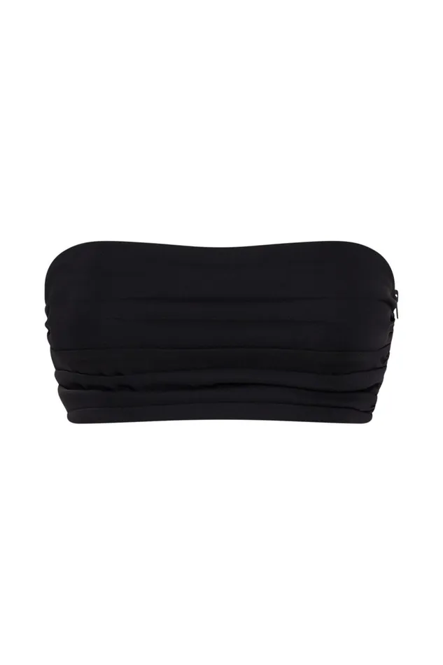 Meshki Crop Tops Women Lola Ruched Crepe Bandeau 8211 Black Black Meshki Crop Tops Women Lola Ruched Crepe Bandeau 8211 Black Black