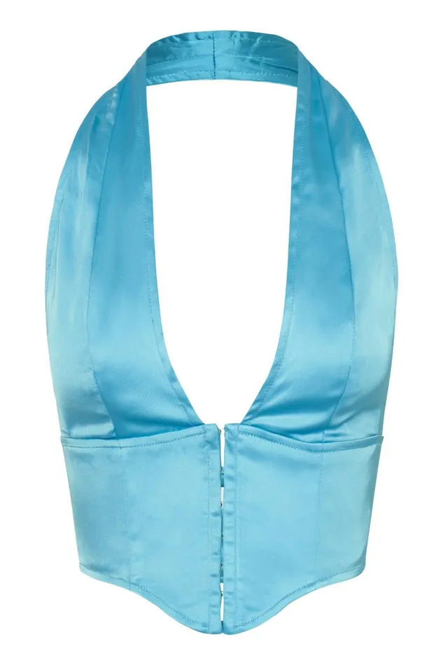 Meshki Crop Tops Women Mallory Satin Corset Top 8211 Aquamarine Aquamarine Meshki Crop Tops Women Mallory Satin Corset Top 8211 Aquamarine Aquamarine