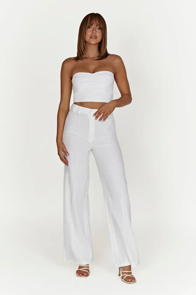 Meshki Crop Tops Women Mckenna Gathered Linen Top 8211 White White Meshki Crop Tops Women Mckenna Gathered Linen Top 8211 White White