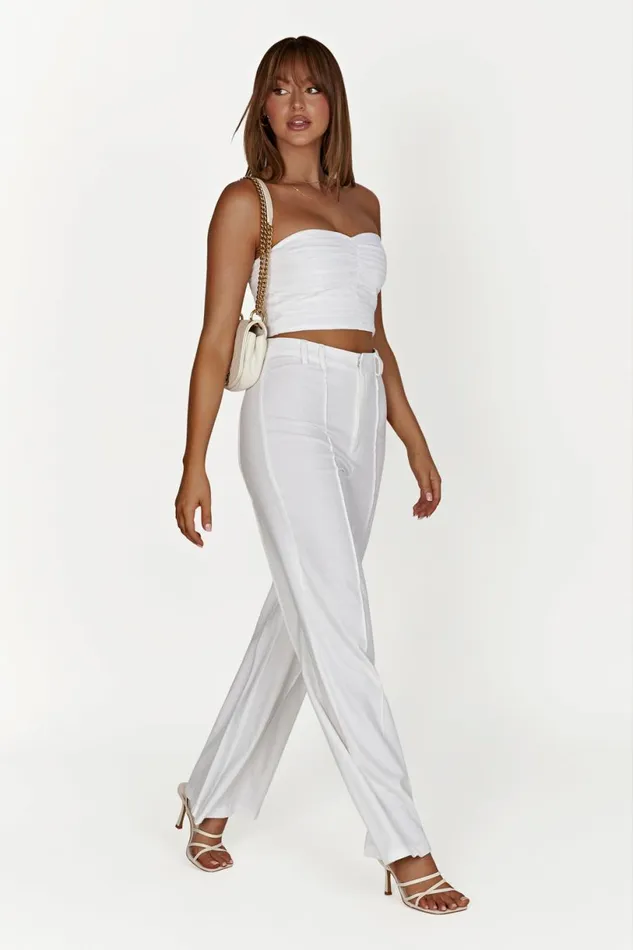 Meshki Crop Tops Women Mckenna Gathered Linen Top 8211 White White Meshki Crop Tops Women Mckenna Gathered Linen Top 8211 White White