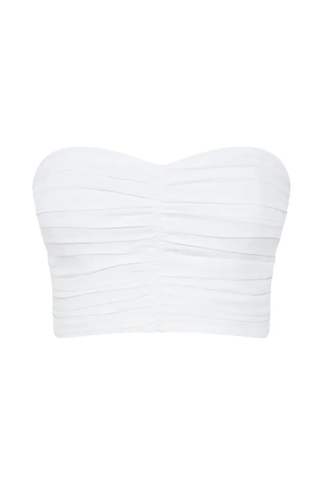 Meshki Crop Tops Women Mckenna Gathered Linen Top 8211 White White Meshki Crop Tops Women Mckenna Gathered Linen Top 8211 White White