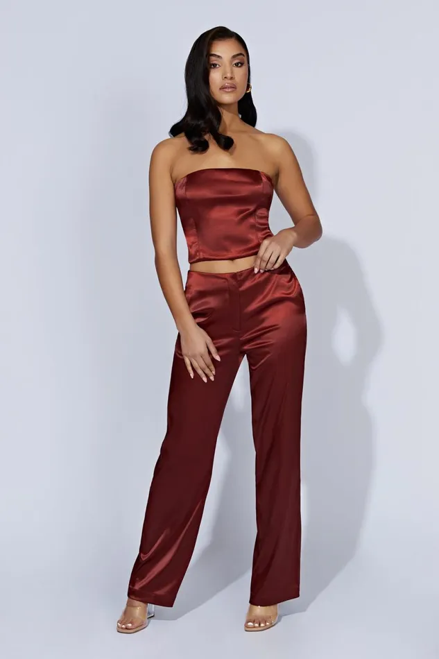 Meshki Crop Tops Women Monique Satin Tube Top 8211 Cherry Chocolate Cherrychocolate Meshki Crop Tops Women Monique Satin Tube Top 8211 Cherry Chocolate Cherrychocolate