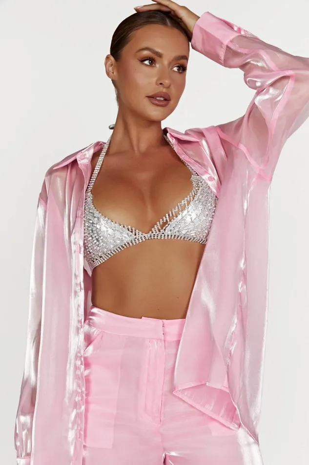 Meshki Crop Tops Women Neva Diamante Bralette 8211 Silver Silver