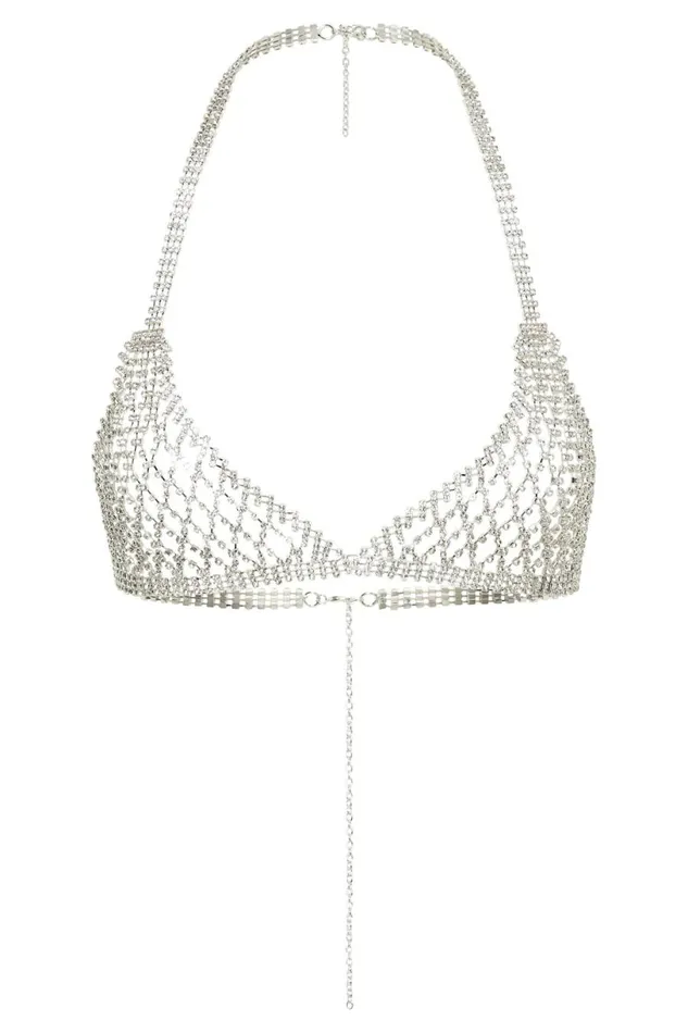 Meshki Crop Tops Women Neva Diamante Bralette 8211 Silver Silver