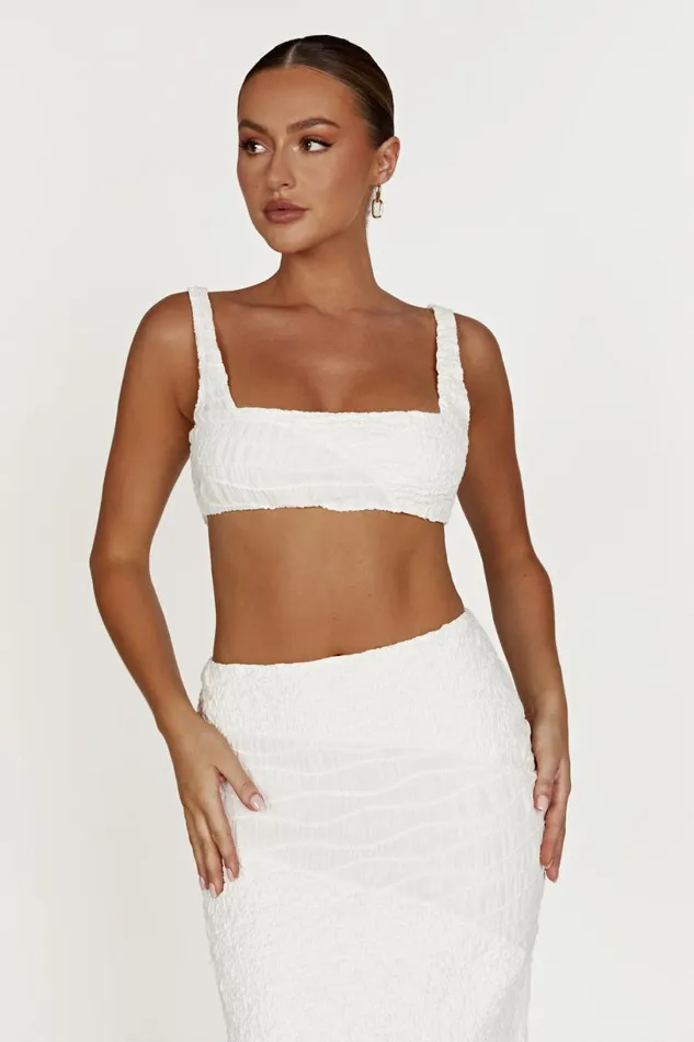 Meshki Crop Tops Women Nyah Textured Crop Top 8211 White White