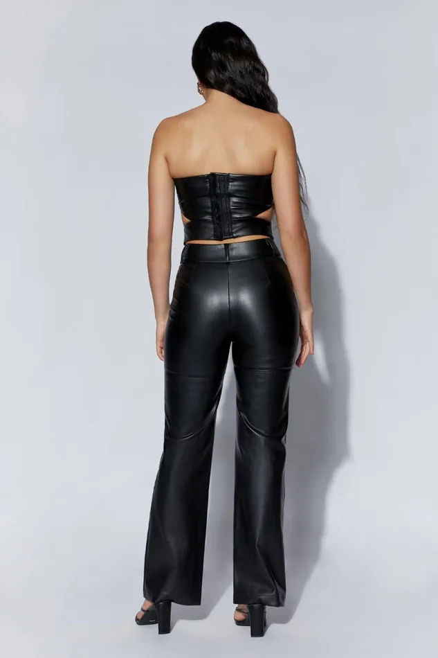 Meshki Crop Tops Women Perrie Faux Leather Cut Out Crop Top 8211 Black Black Meshki Crop Tops Women Perrie Faux Leather Cut Out Crop Top 8211 Black Black