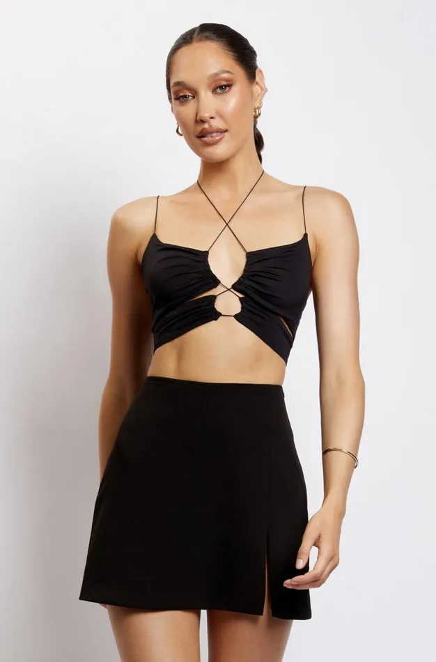 Meshki Crop Tops Women Phoenix Cut Out Ruched Crop Top 8211 Black Black