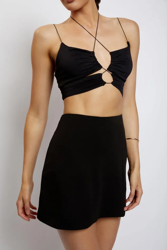 Meshki Crop Tops Women Phoenix Cut Out Ruched Crop Top 8211 Black Black Meshki Crop Tops Women Phoenix Cut Out Ruched Crop Top 8211 Black Black