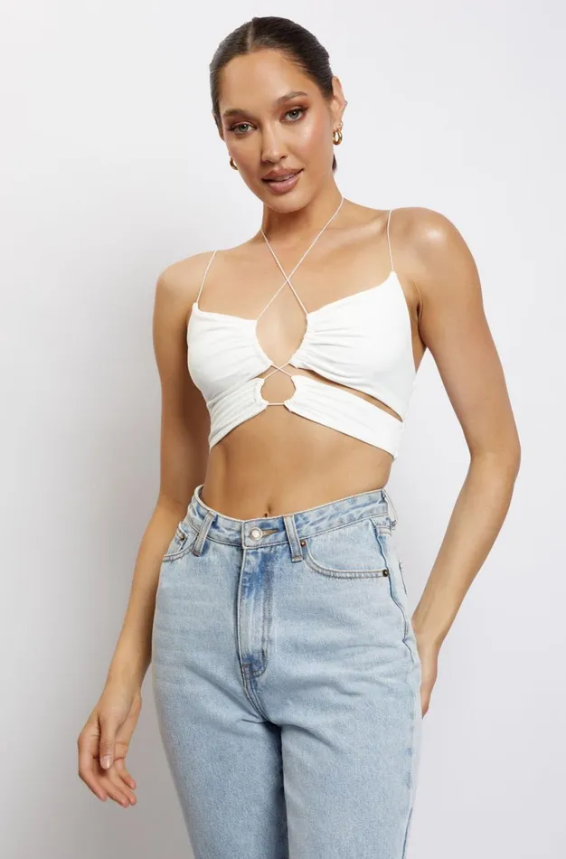 Meshki Crop Tops Women Phoenix Cut Out Ruched Crop Top 8211 White White Meshki Crop Tops Women Phoenix Cut Out Ruched Crop Top 8211 White White
