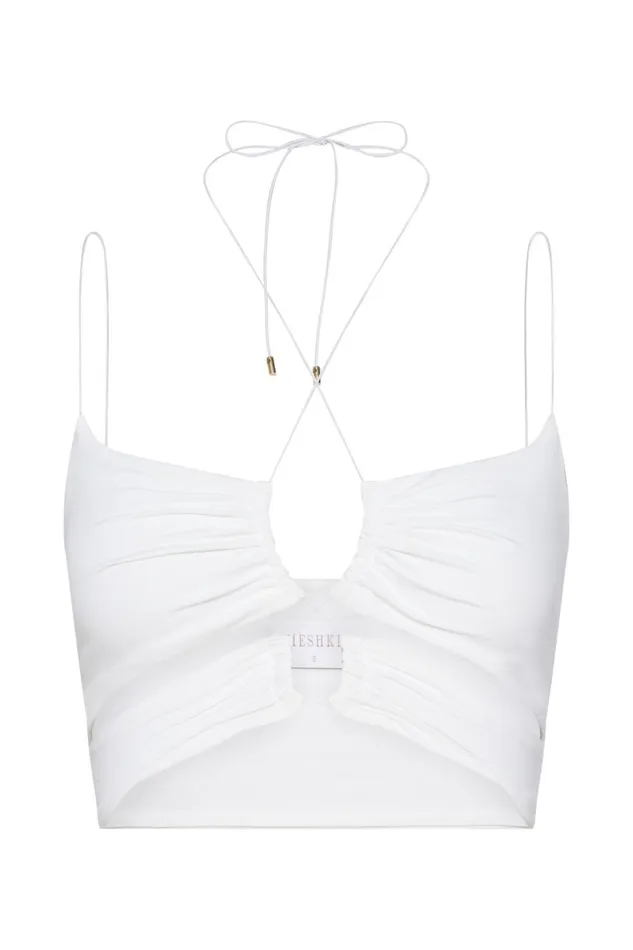 Meshki Crop Tops Women Phoenix Cut Out Ruched Crop Top 8211 White White Meshki Crop Tops Women Phoenix Cut Out Ruched Crop Top 8211 White White