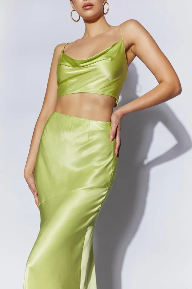 Meshki Crop Tops Women Poppy Satin Cowl Neck Top 8211 Pistachio Green Pistachiogreen Meshki Crop Tops Women Poppy Satin Cowl Neck Top 8211 Pistachio Green Pistachiogreen